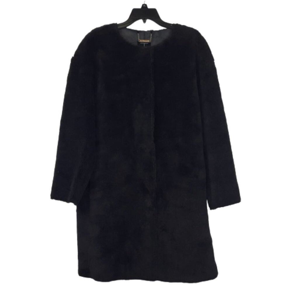 T Tahari Faux Fur Coat Dark Kohl Mid Length Women's Size Medium NWT